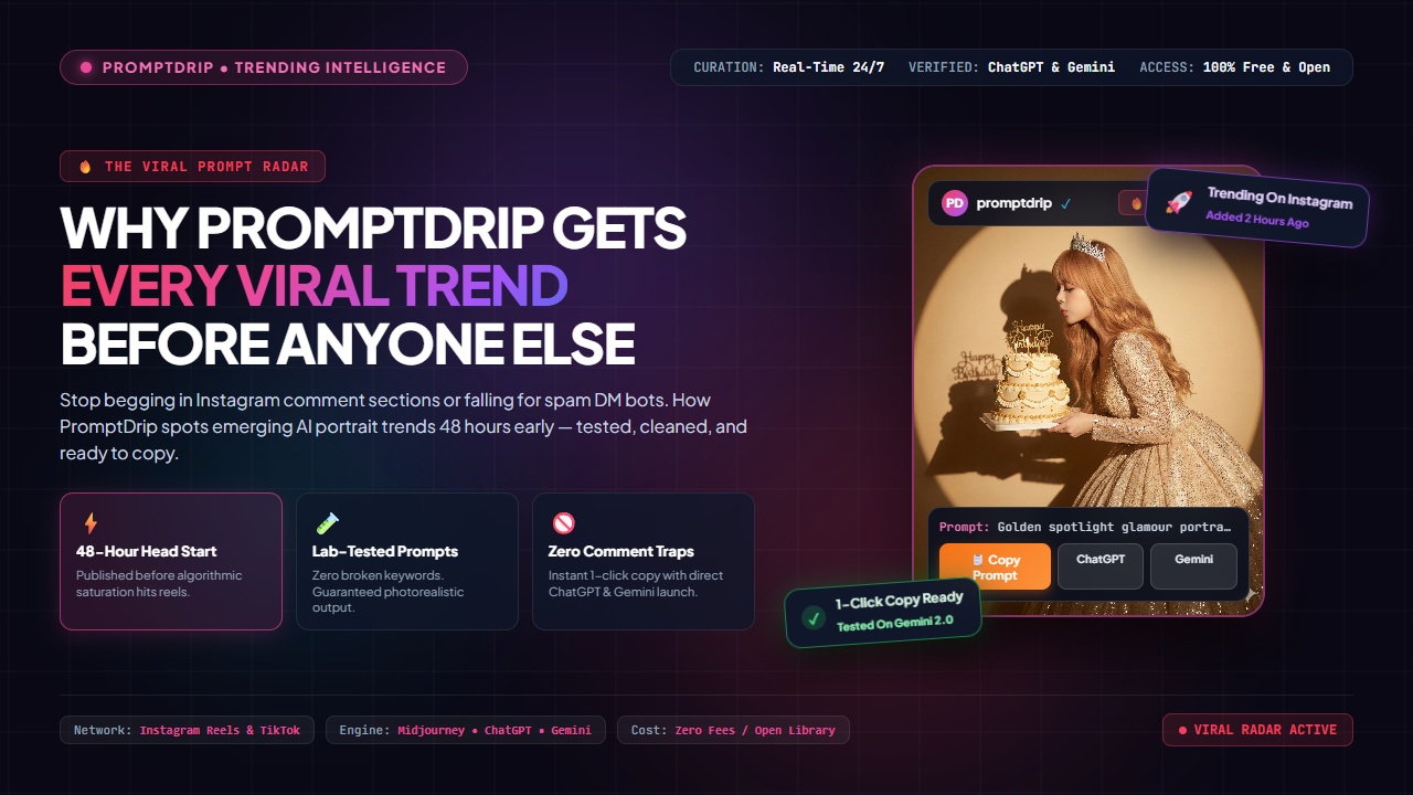Where Viral Instagram AI Prompts Originate (And Why PromptDrip Drops Them First)