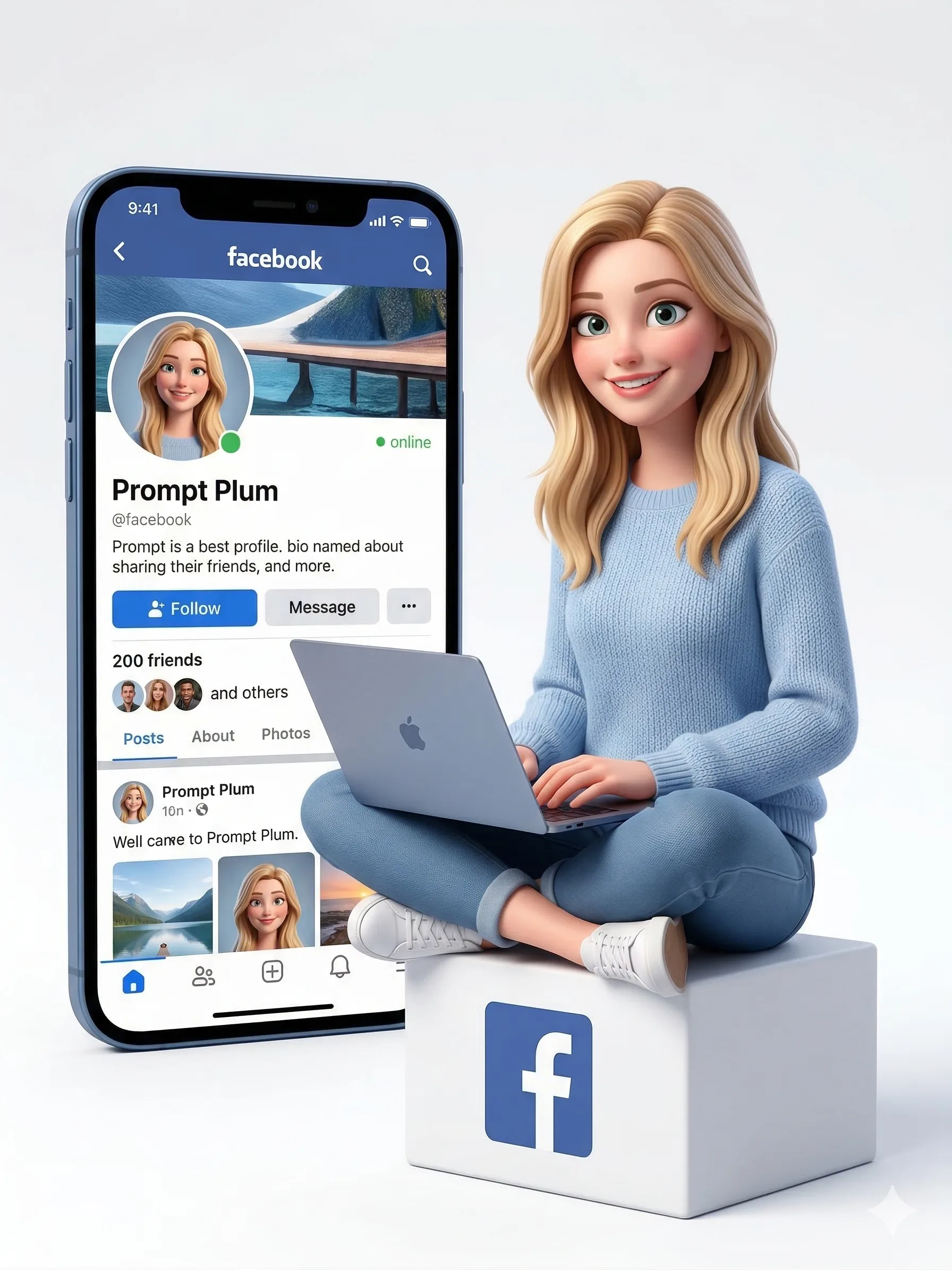 Modern Facebook Profile 3d Animation