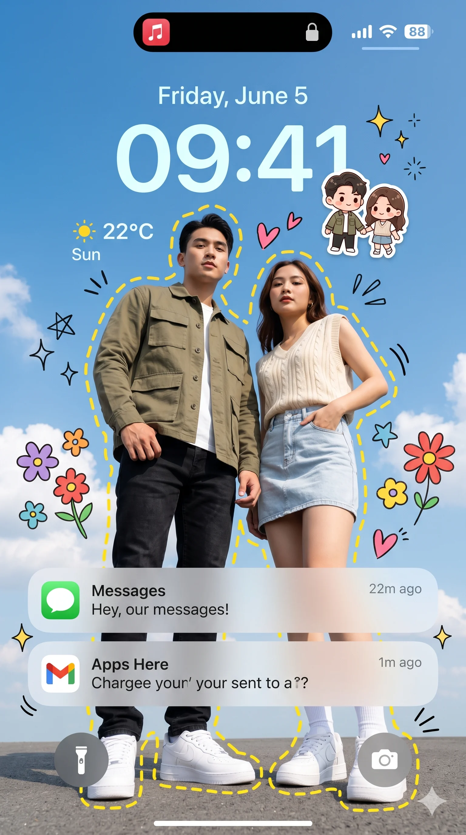 Aesthetic Couple iOS Lockscreen Wallpaper Portrait