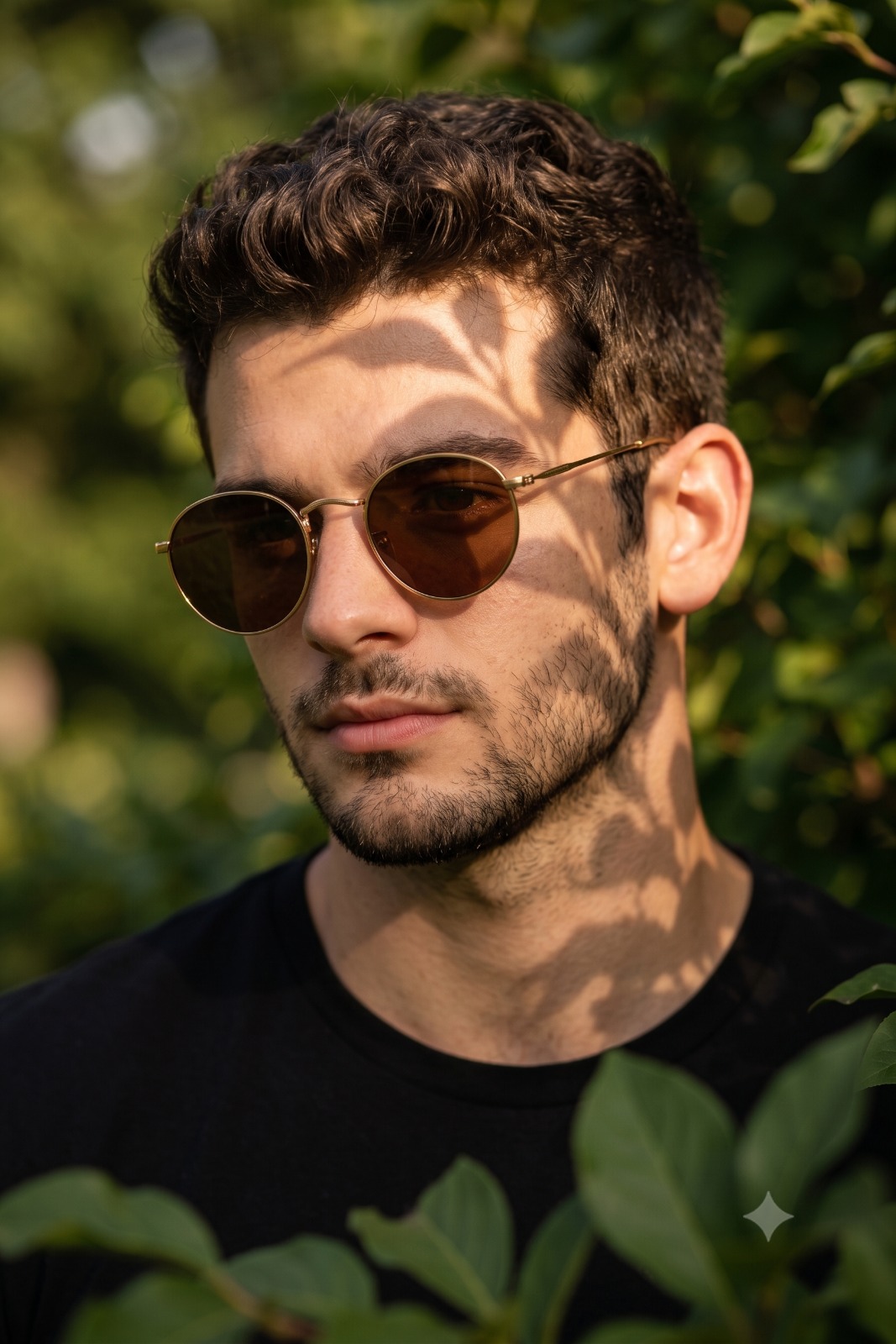 Leaf Shadow Dappled Light Aesthetic Male Portrait