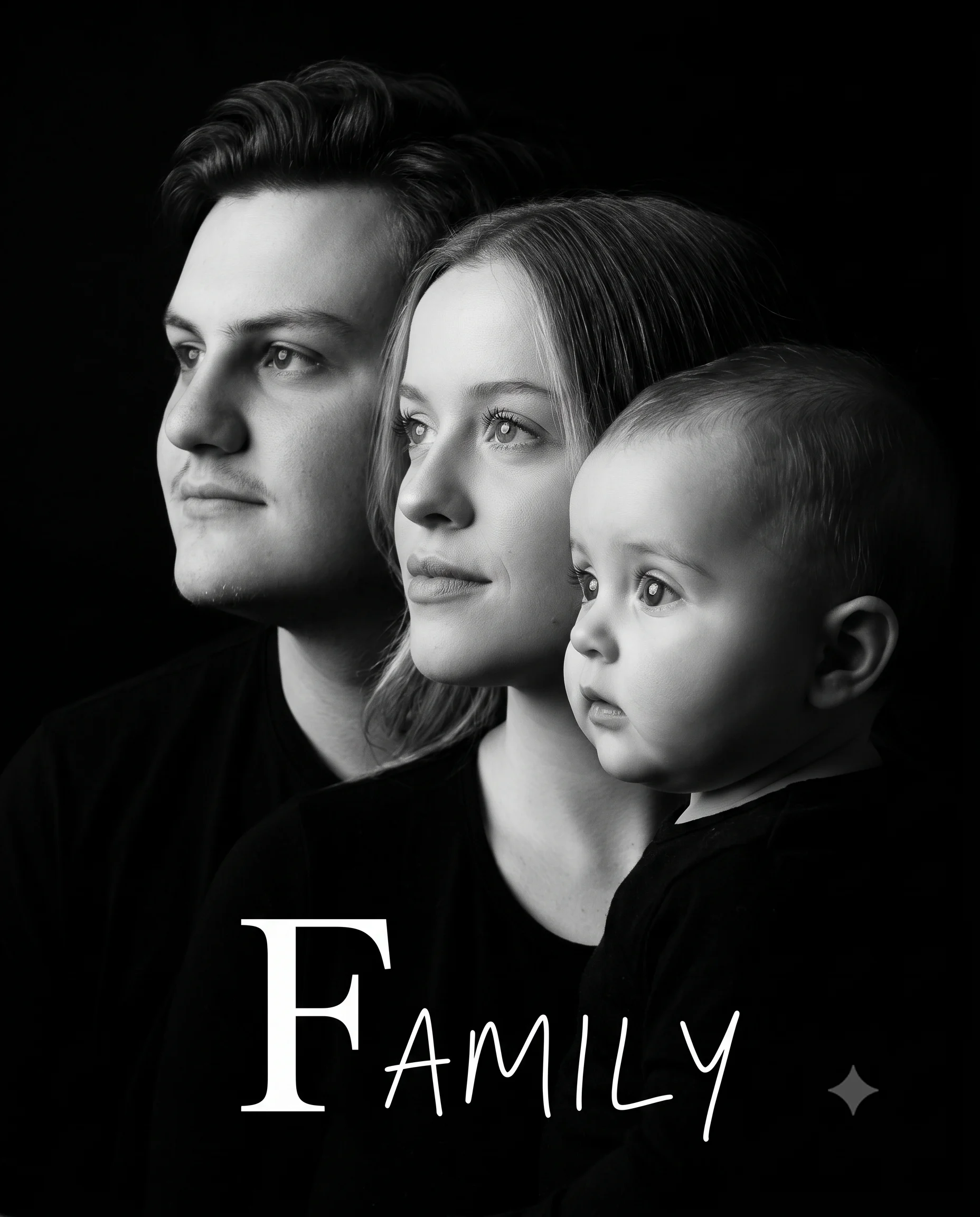 Monochrome Minimalist Family Studio Profile Portrait