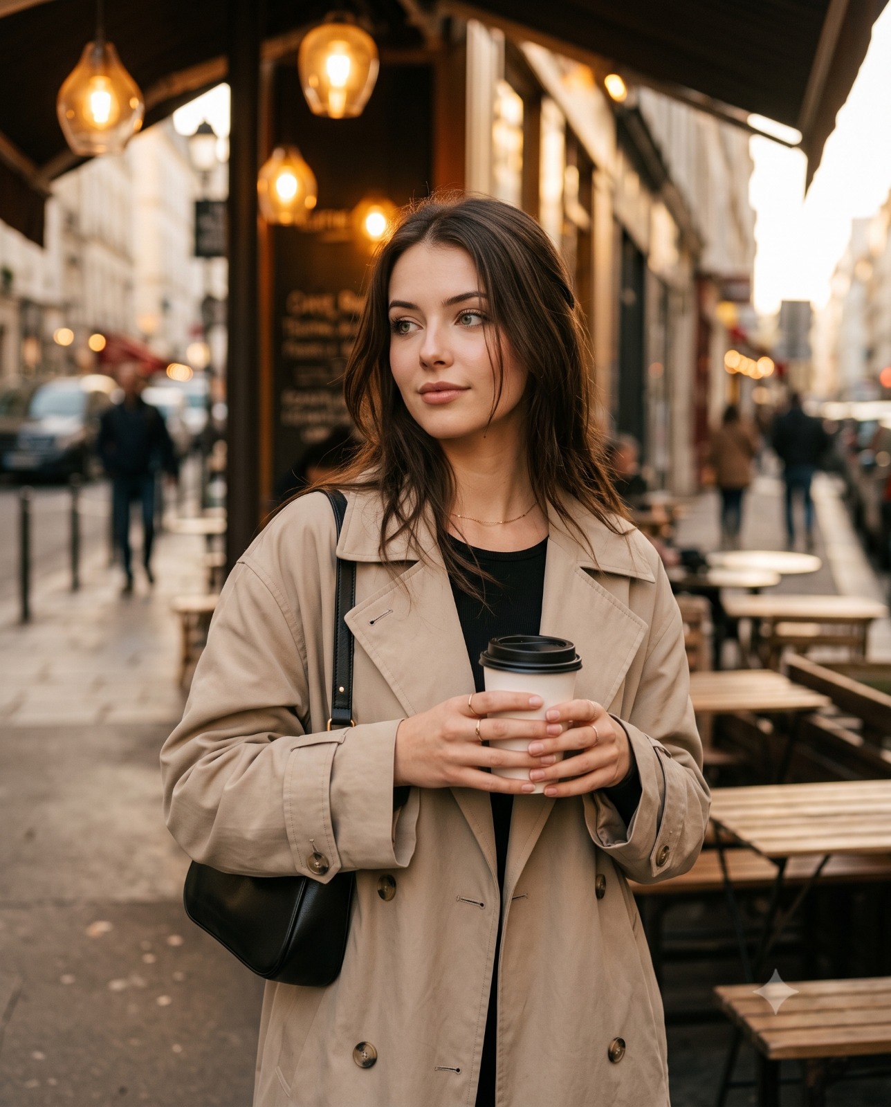 Golden Hour Street Portrait with Coffee Cup Portrait