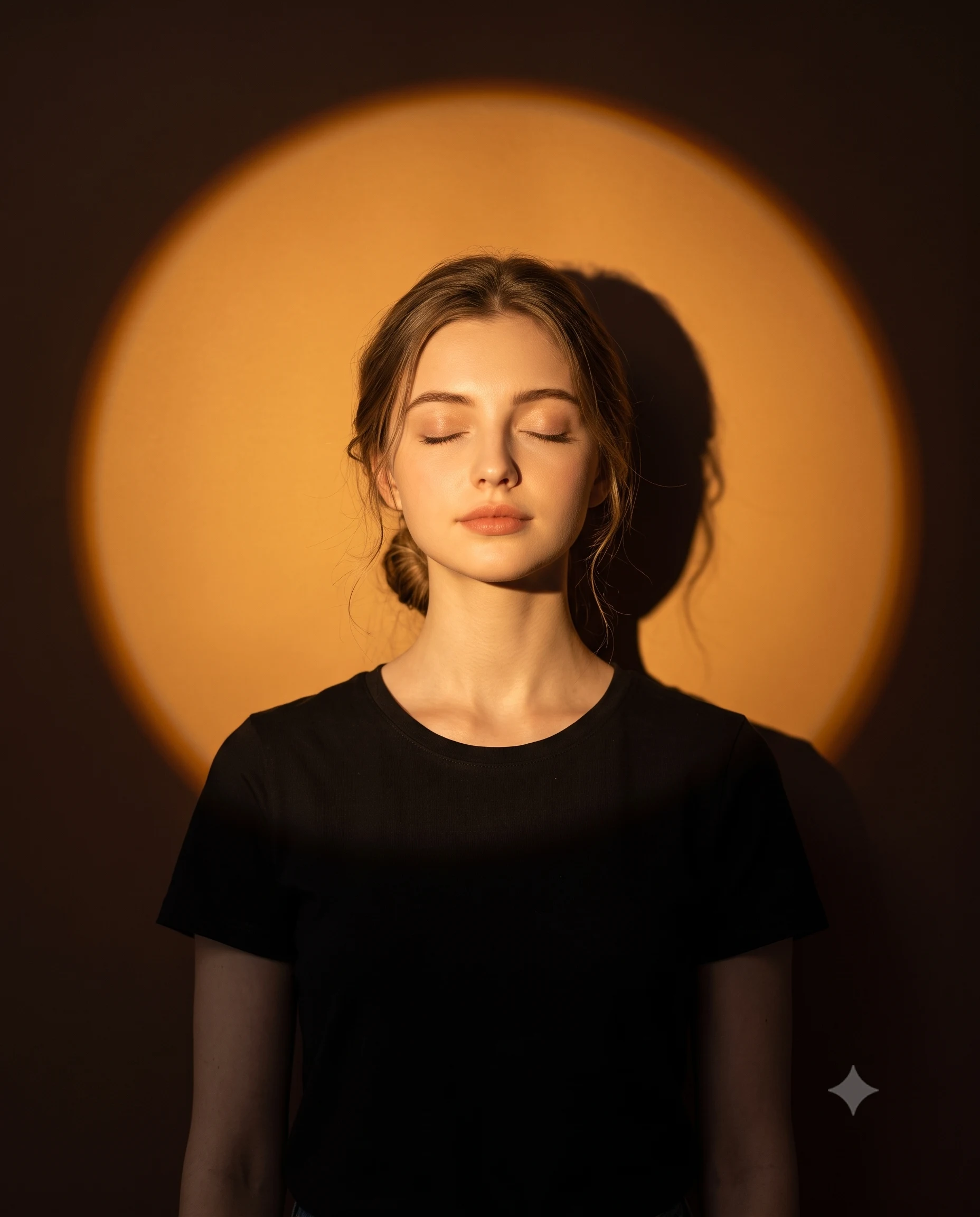 Amber Circular Spotlight Dramatic Woman Portrait
