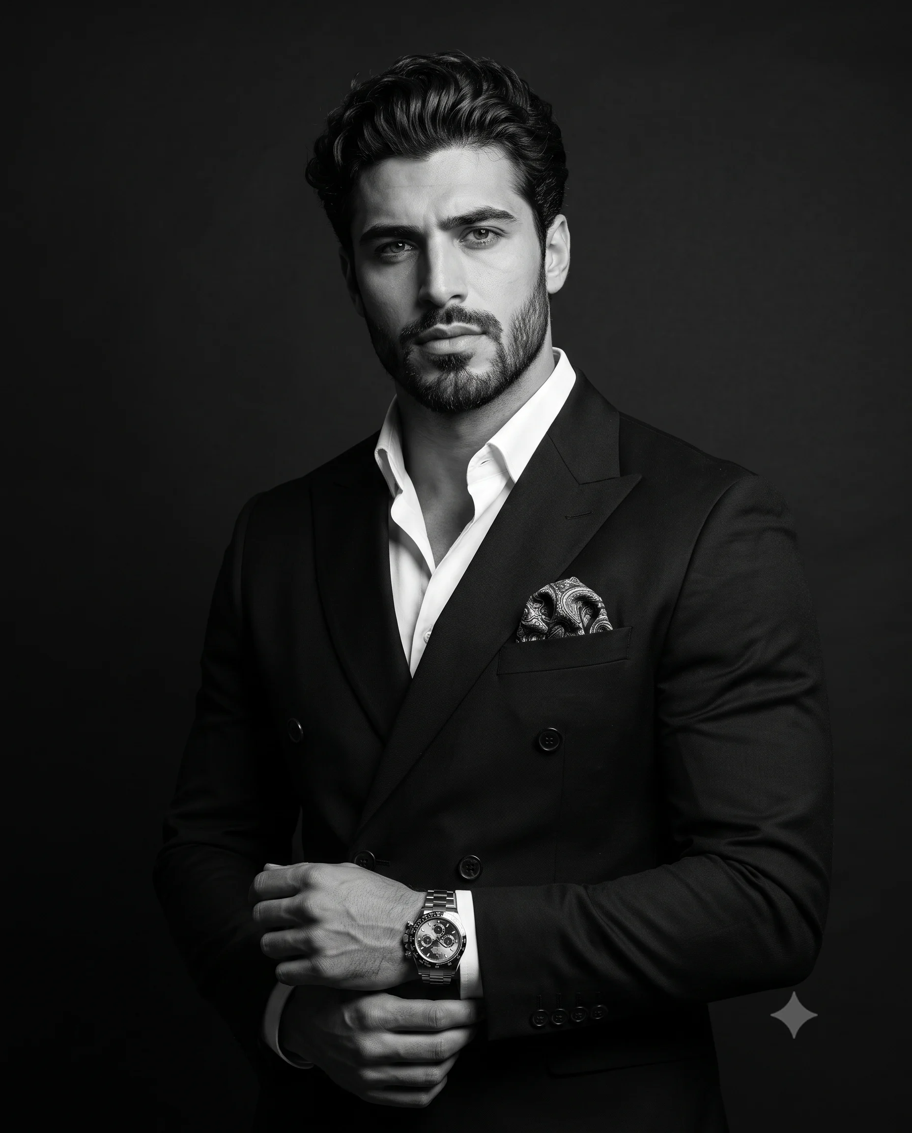 Classic Monochrome Portrait of Elegant Gentleman Portrait