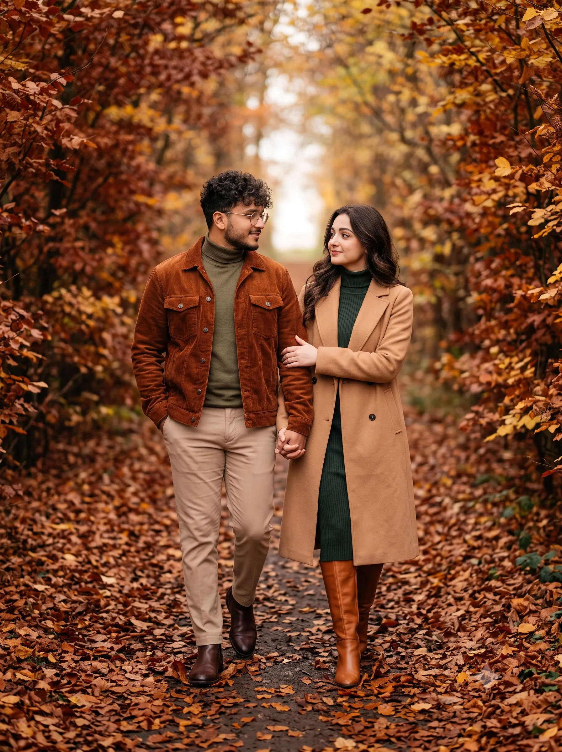 Couple Autumn Walk Cinematic Photography