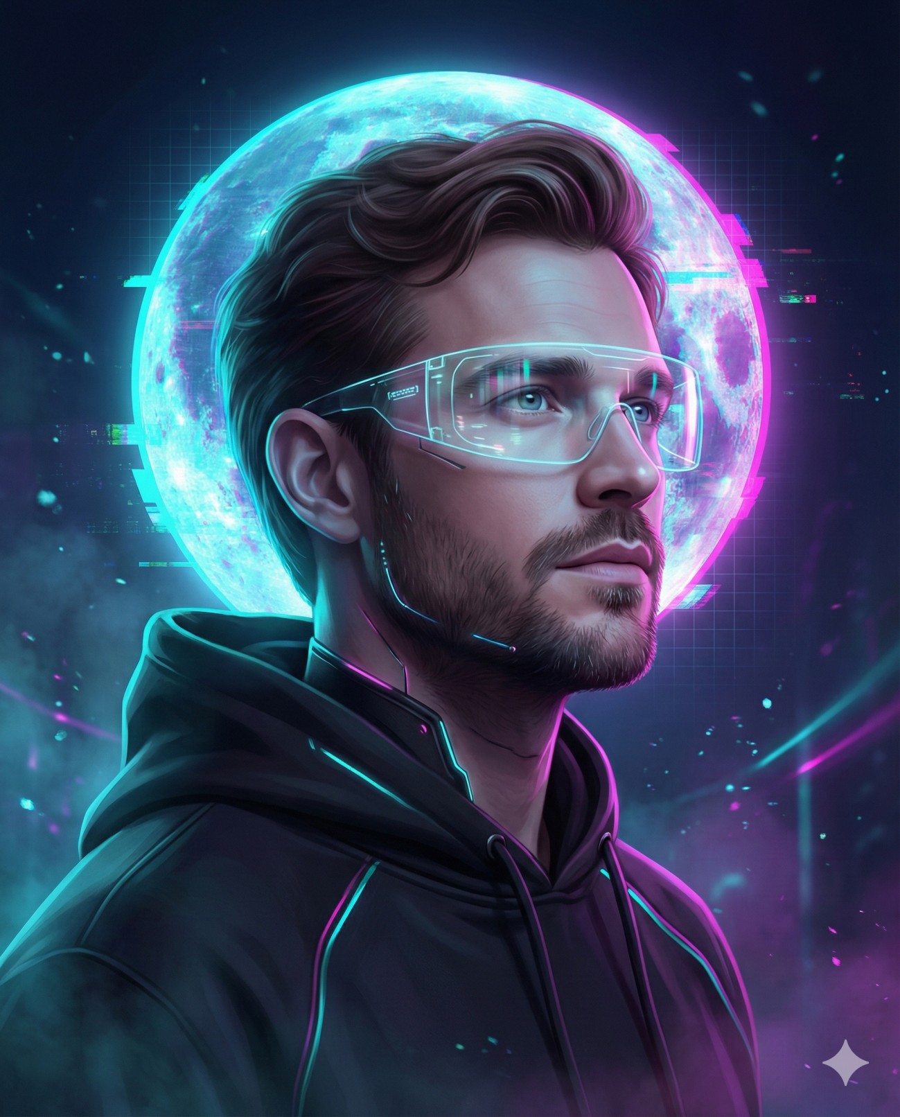 Glitch Visionary Cyberpunk Portrait