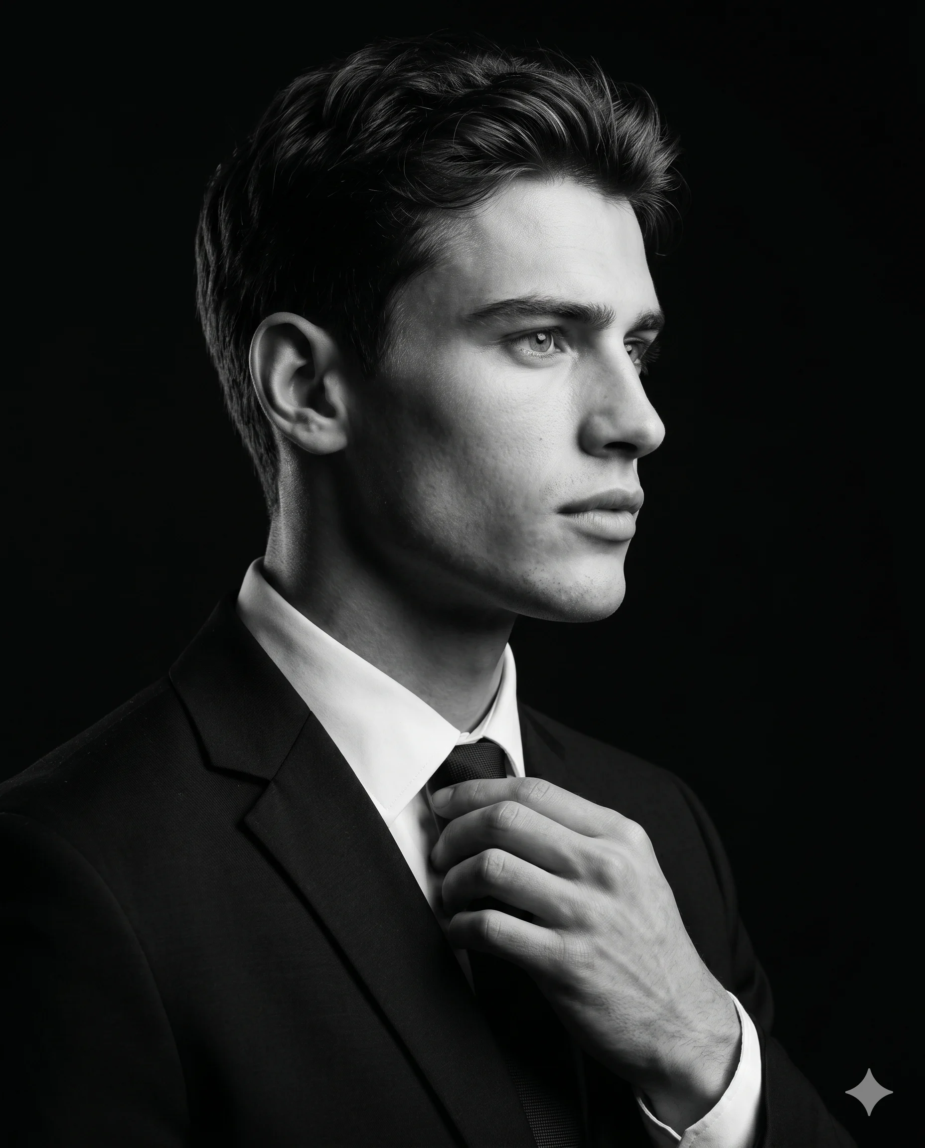 Adjusting the Half-windsor Black Portrait