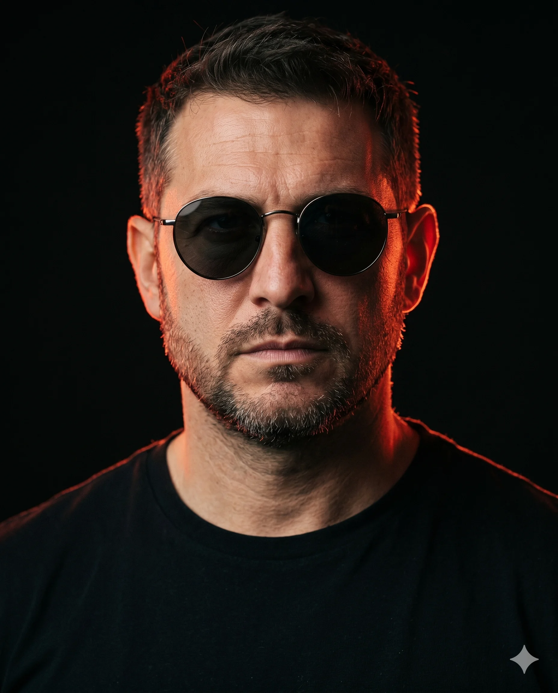 Man in Red Rim Light Portrait
