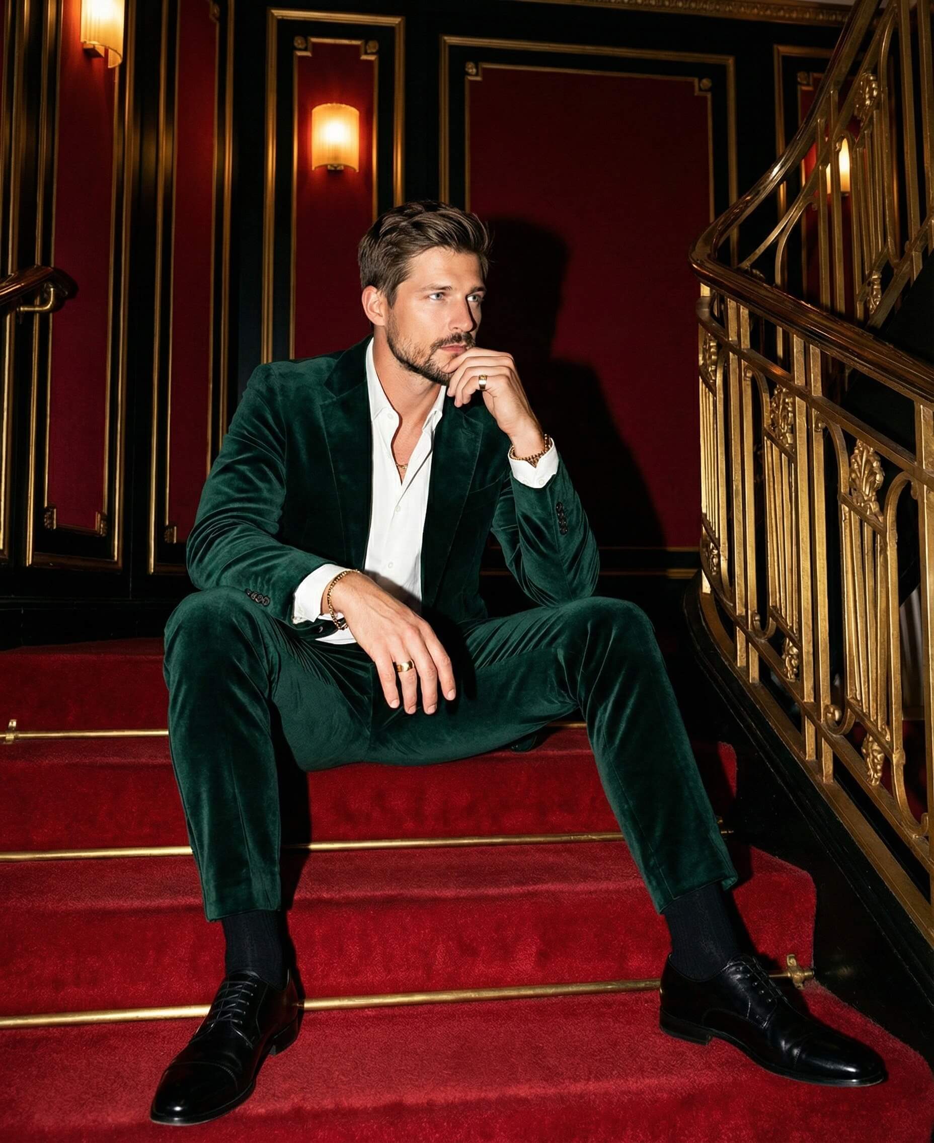 Emerald Velvet Evening Fashion Portrait