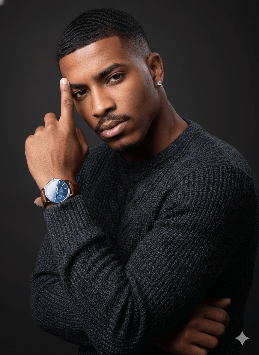 Fingertip to Forehead Fashion Portrait