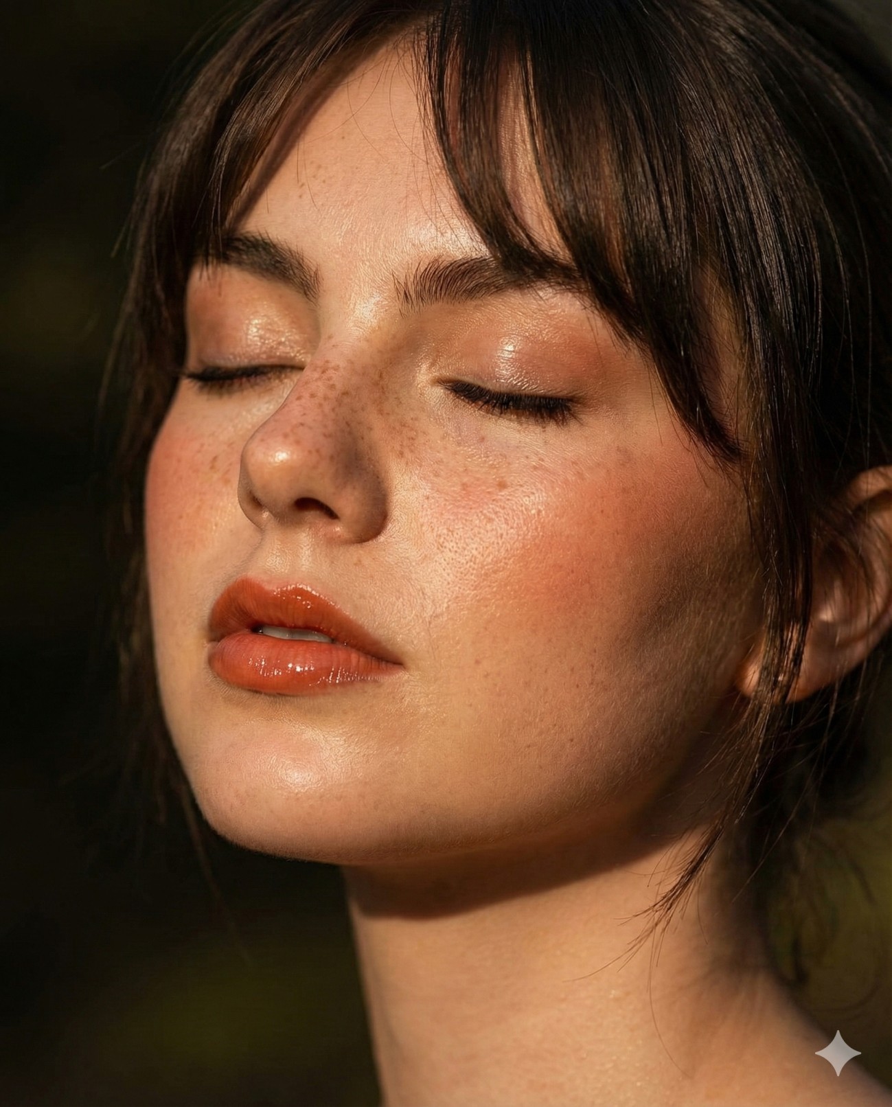 Glossy Lip Freckles Glamour Beauty Portrait