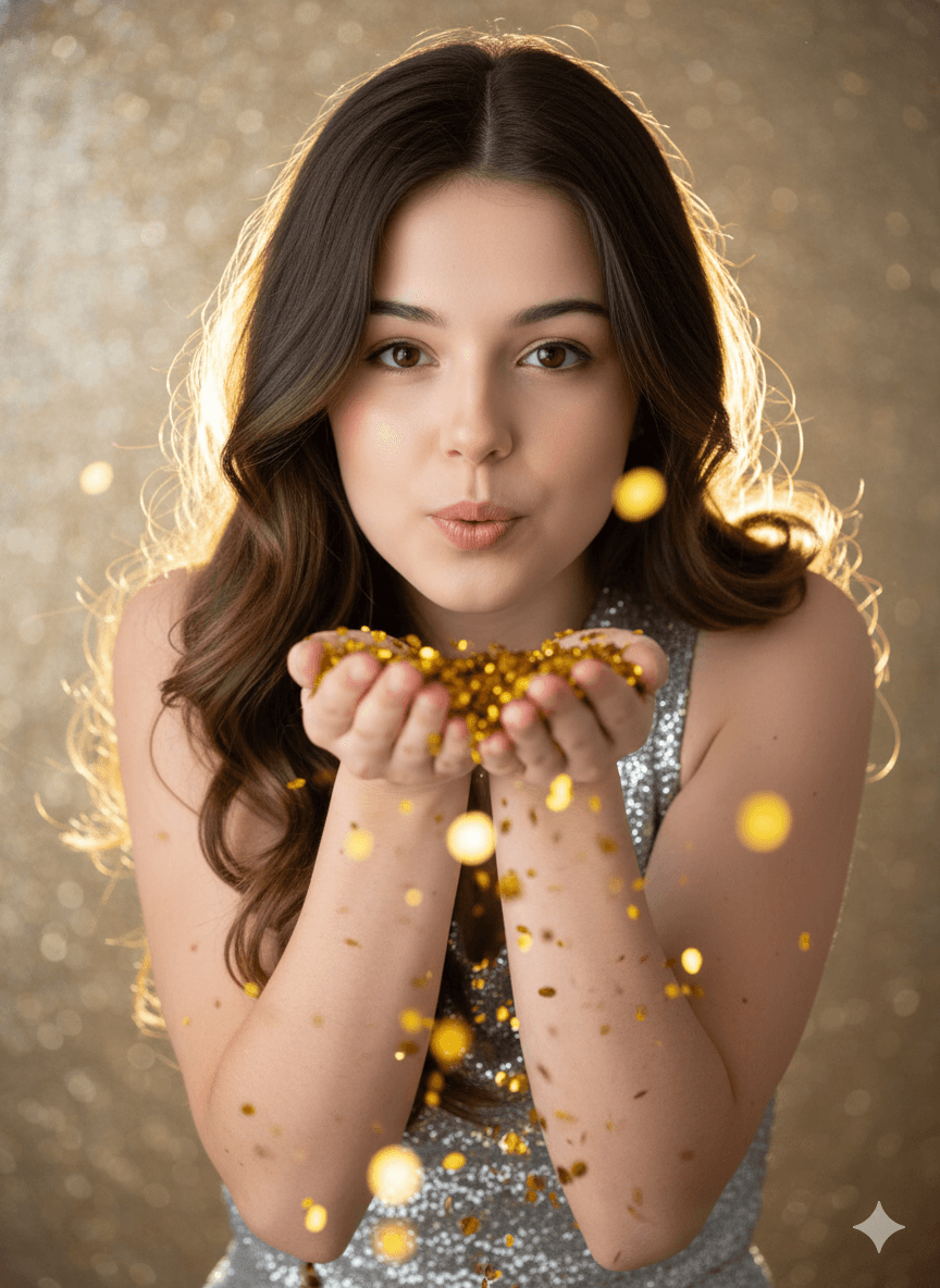 Golden Glow Wishes Hyper Realistic Woman Portrait