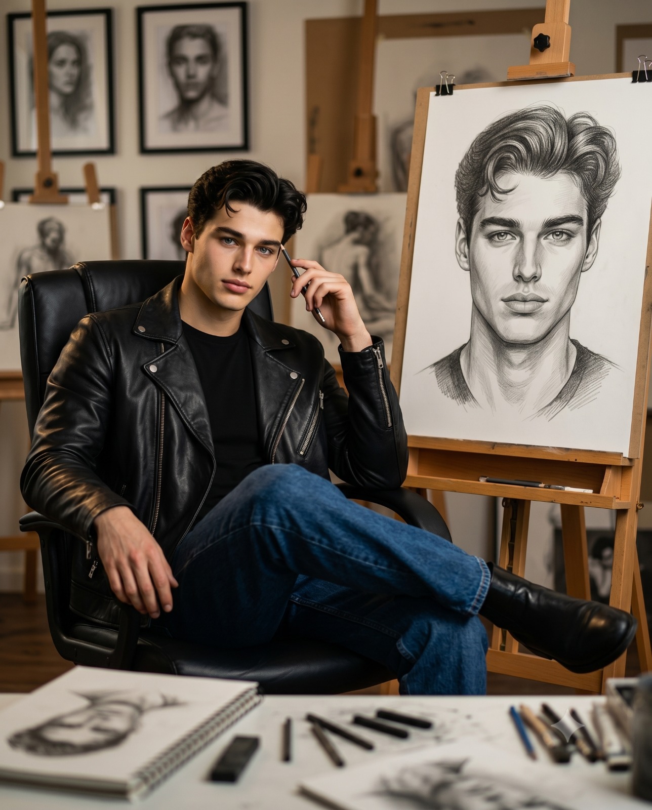 The Leather-clad Artist Digital Art