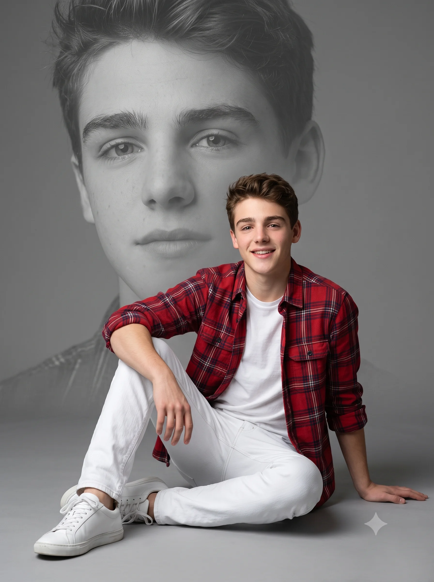Double Exposure Moody Men Studio Portrait