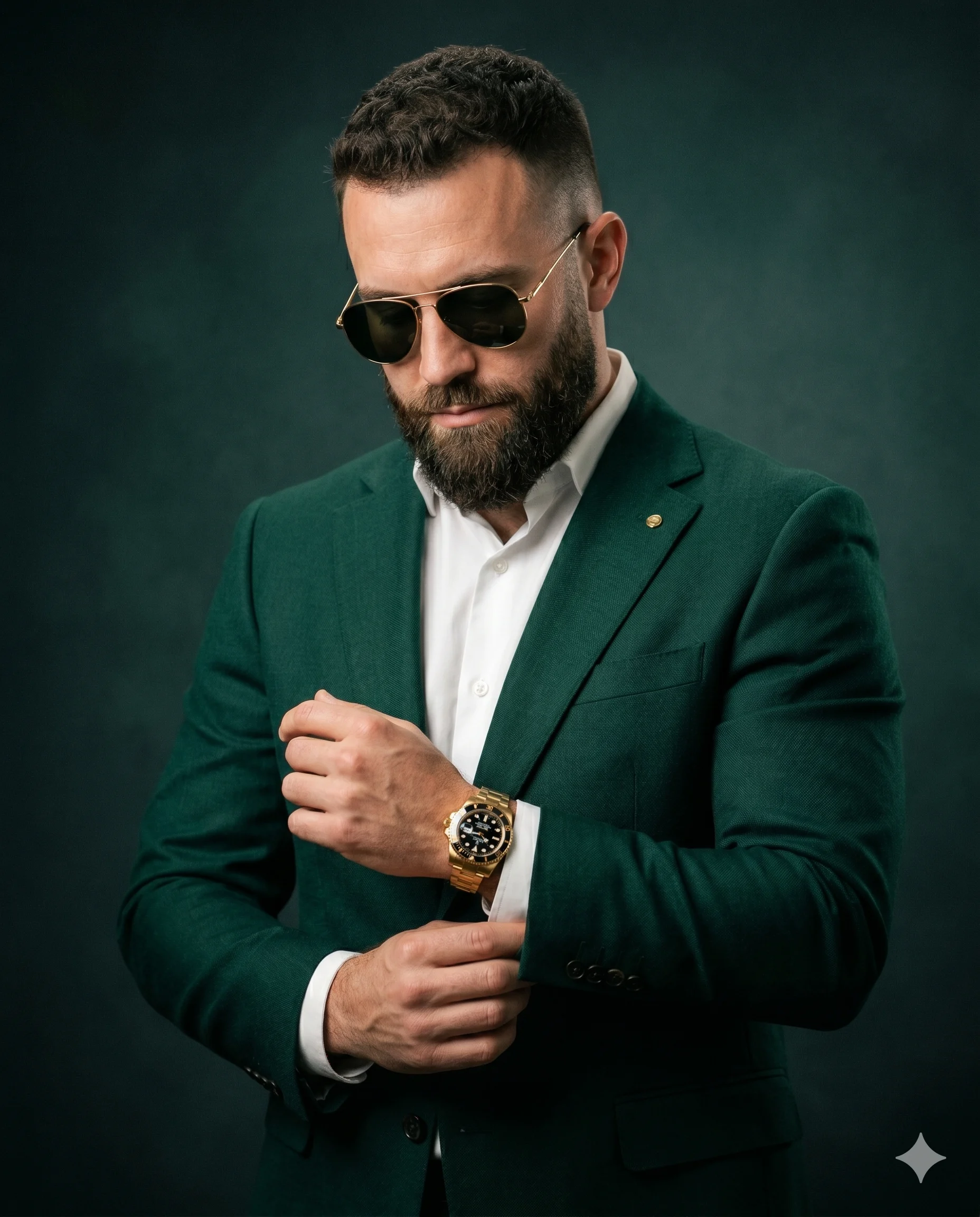 Forest Green Luxe Fashion Portrait