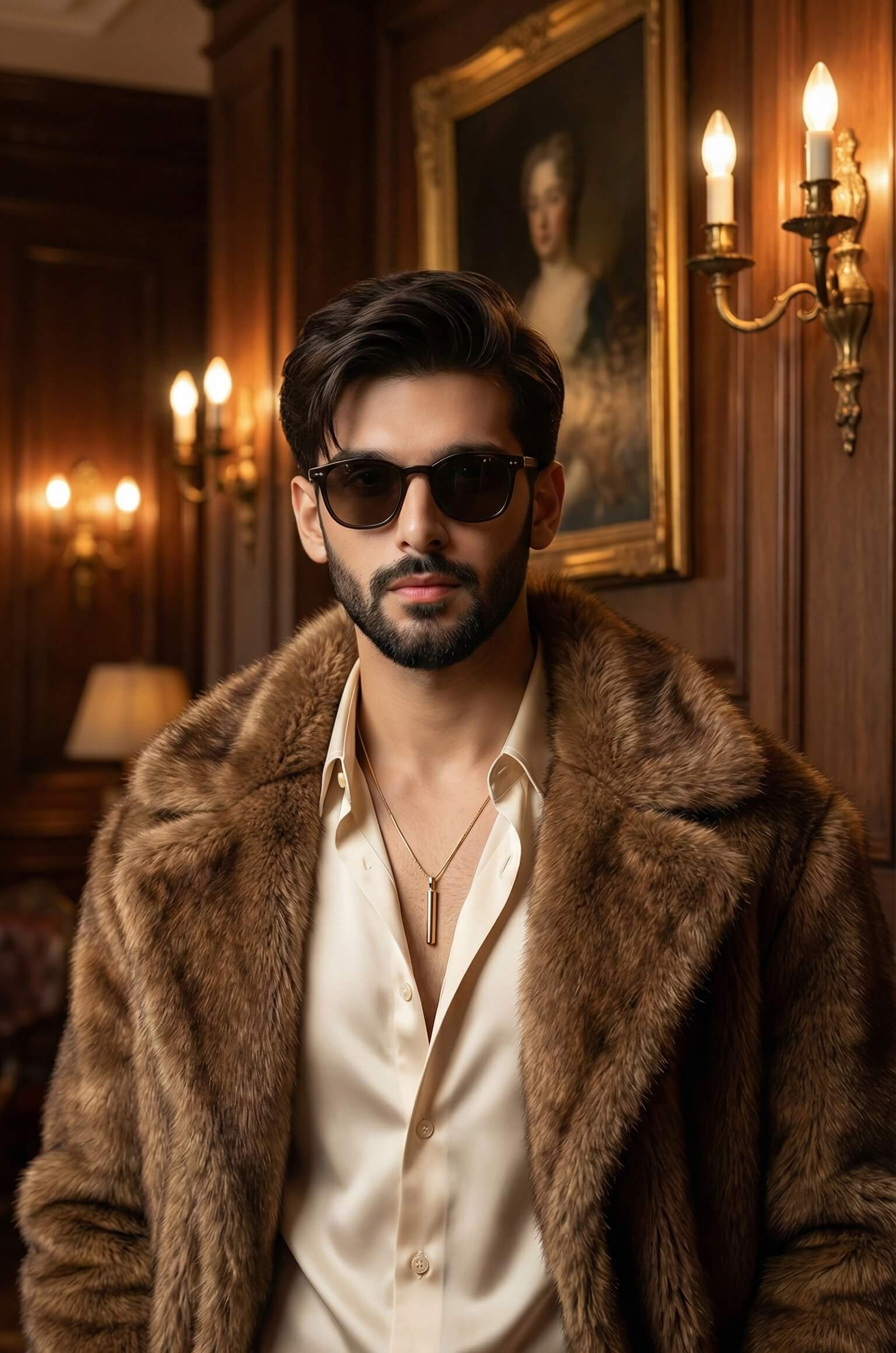 Man in Luxurious Fur Portrait