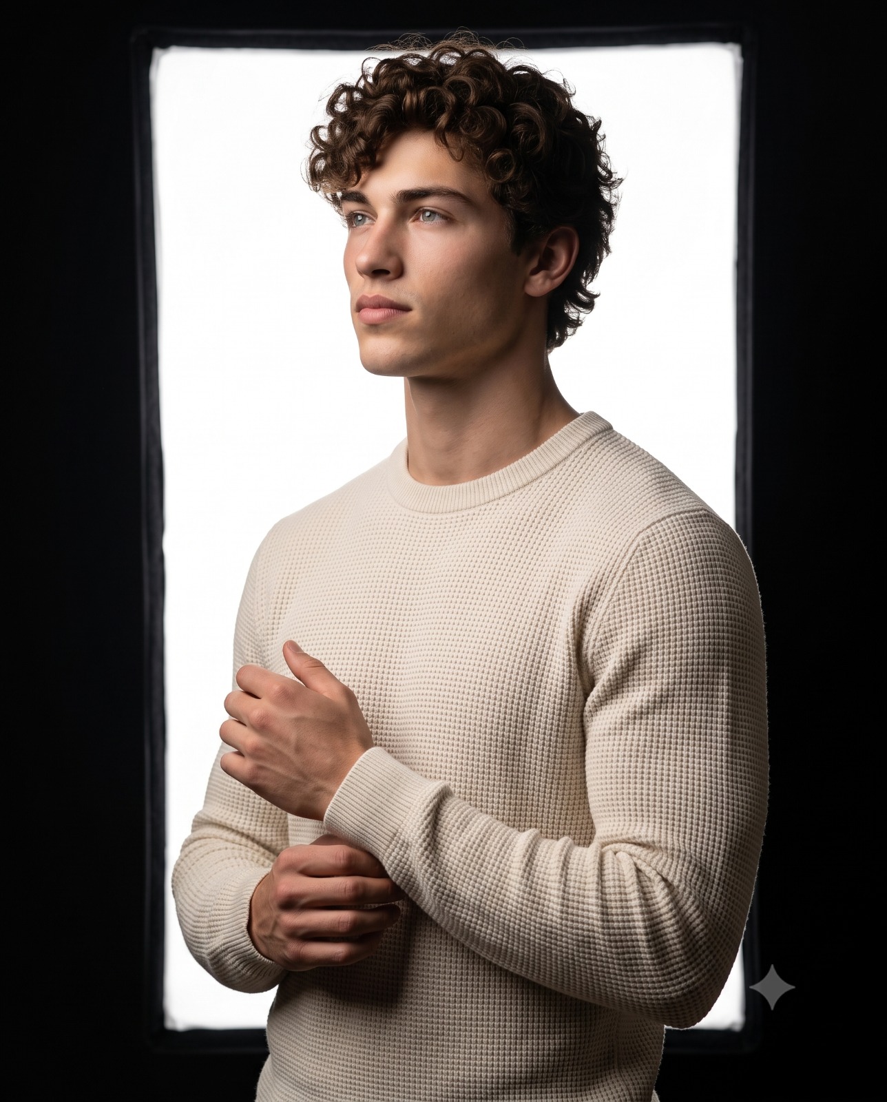 The Cream Waffle Knit Portrait