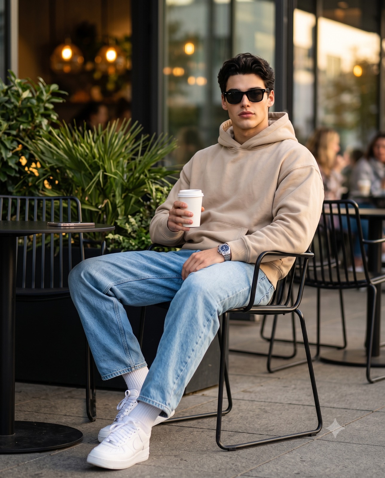 Young Man at an Outdoor Cafe Portrait