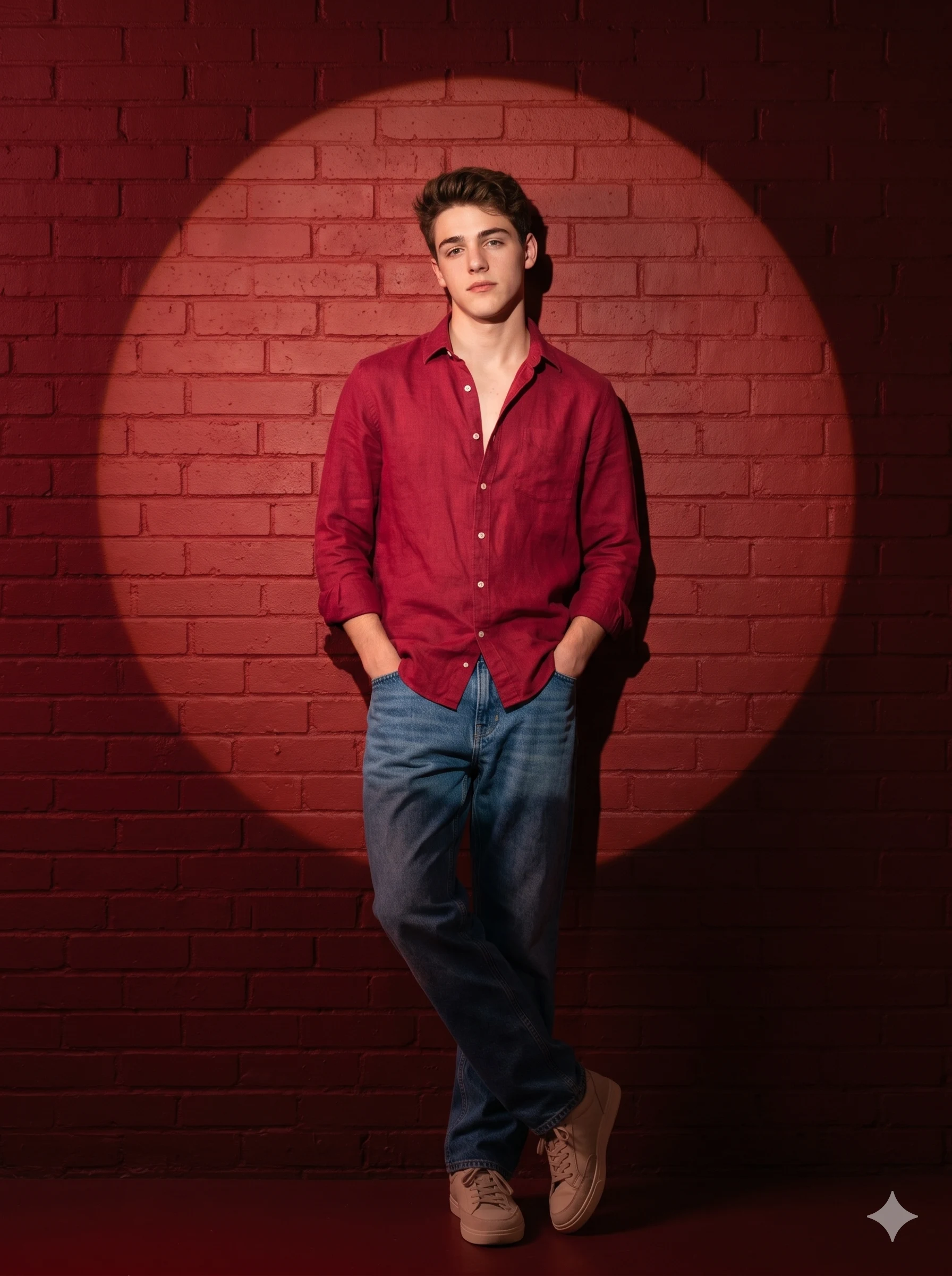 Red Brick Wall Spotlight Center Stage Portrait