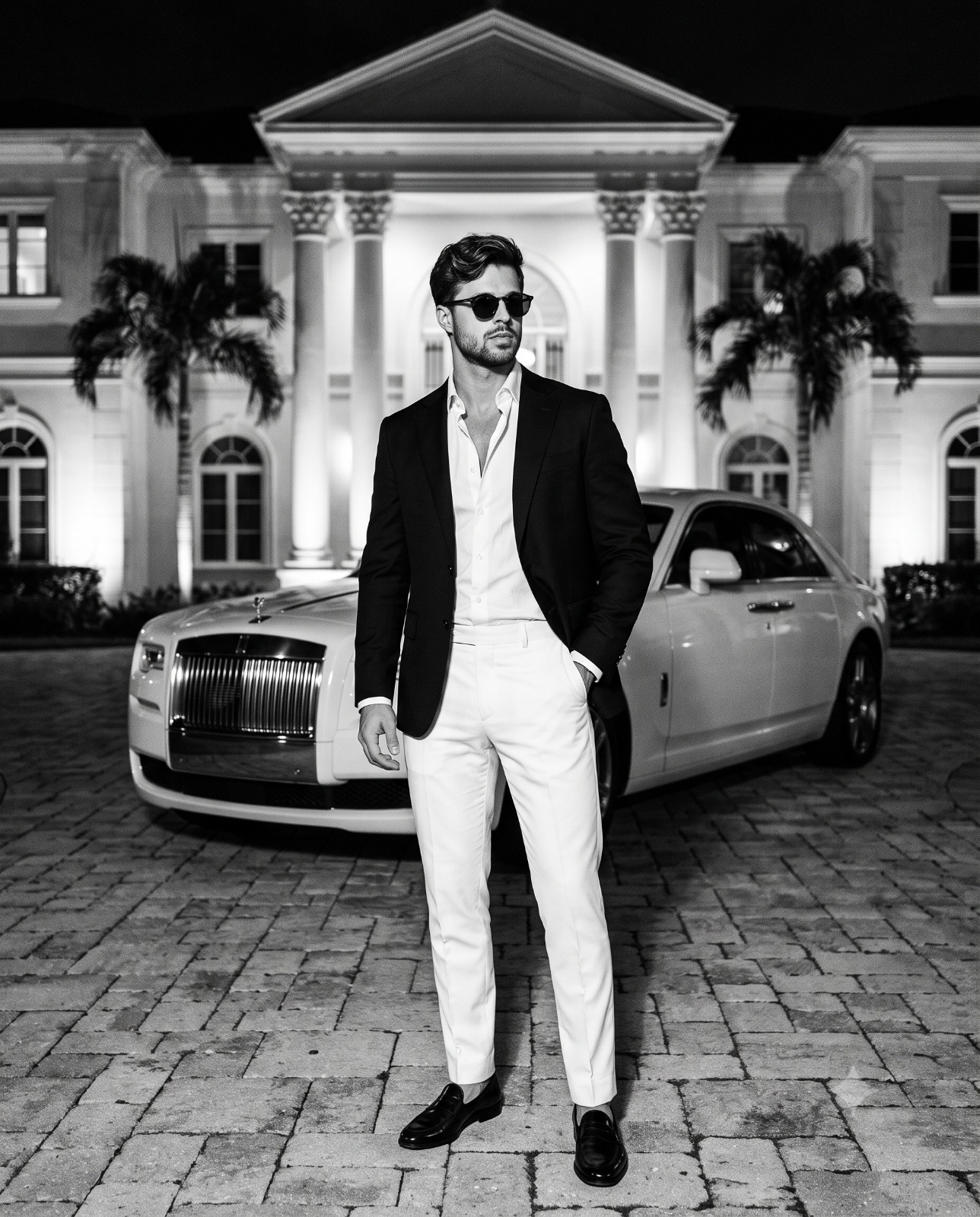 Monochrome Portrait of Wealth and Success Portrait