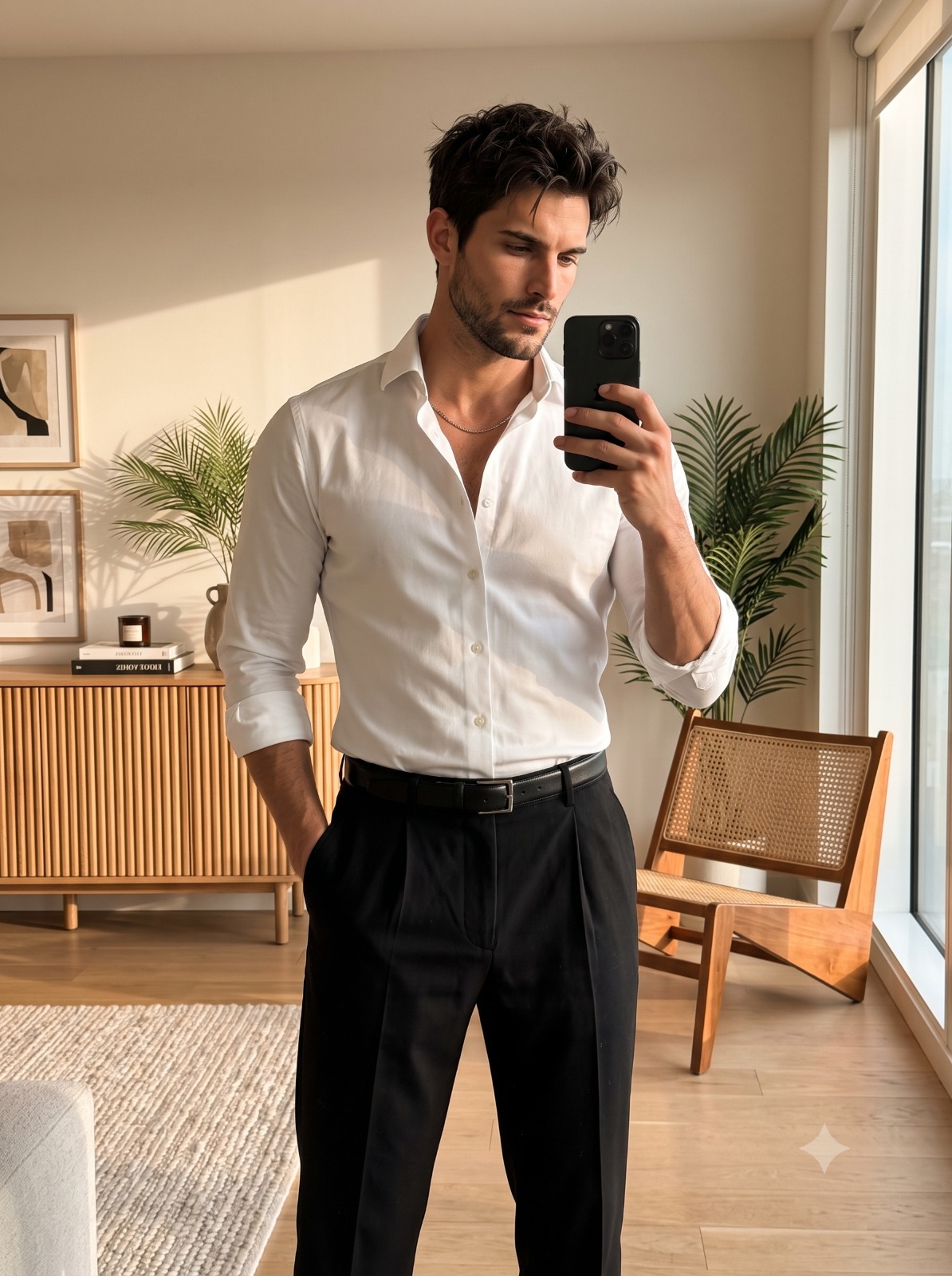Classic Fashion in a Bright, Modern Interior Portrait