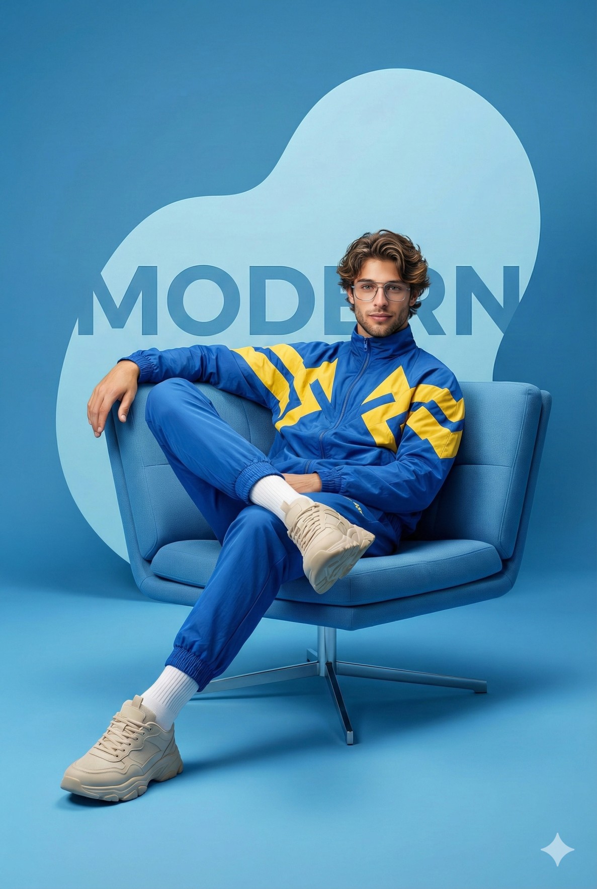 Modern Blue Aesthetic Fashion Portrait