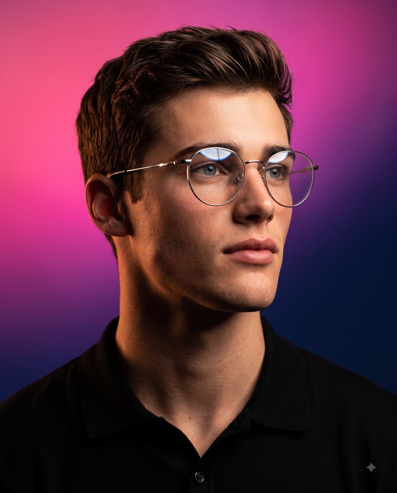 Editorial Style Male Portrait with Glasses Portrait