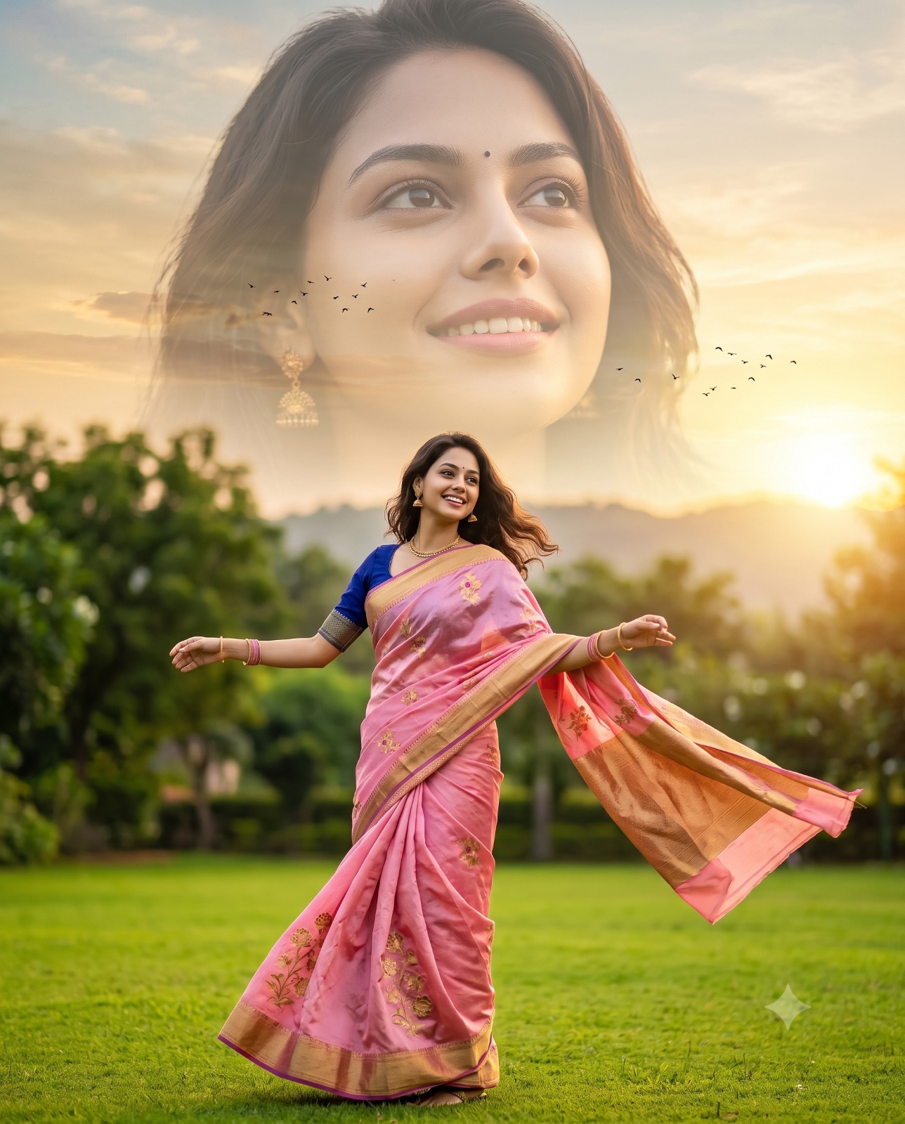 Dreams in Pink Silk Saree Art