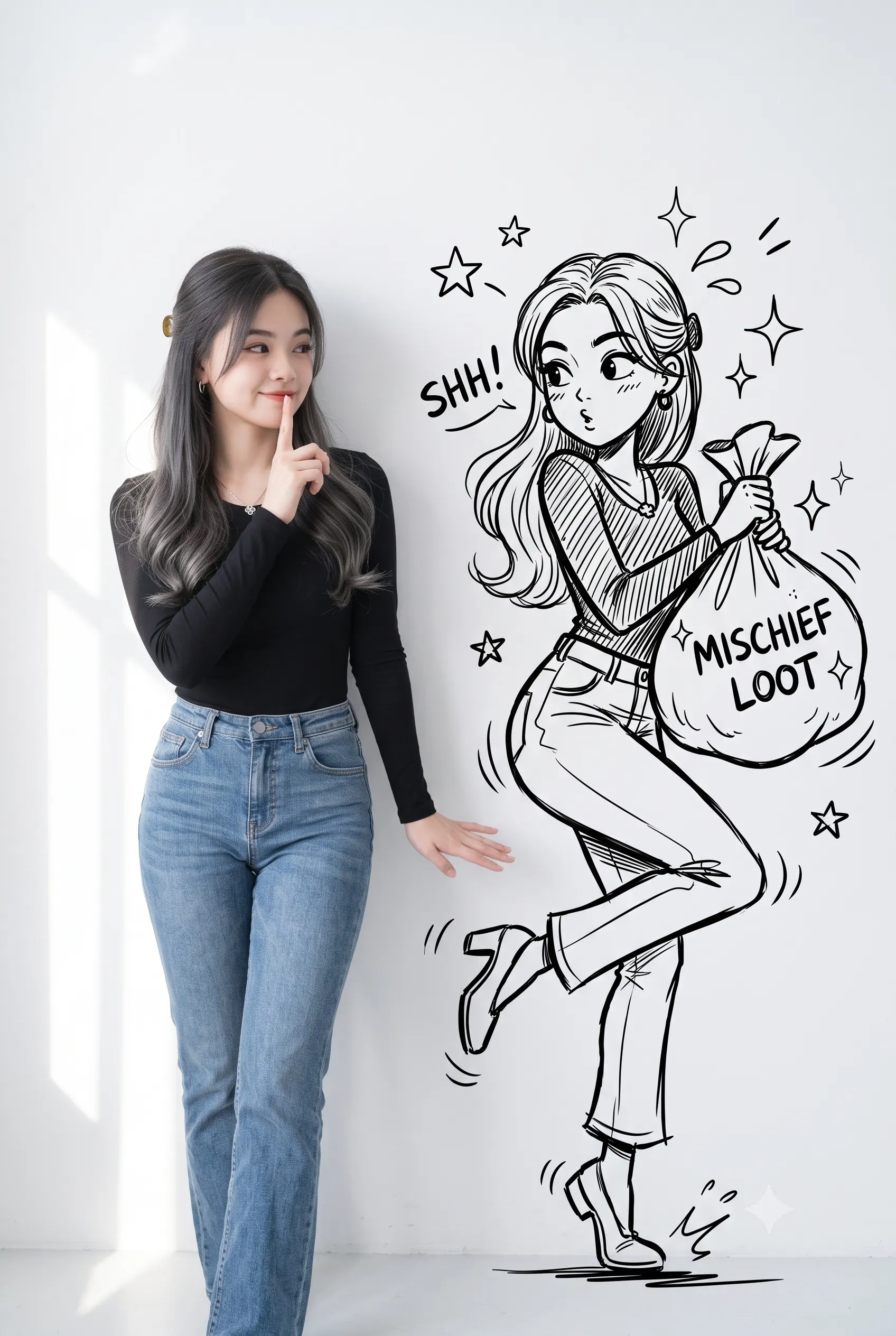 Trending Real Photo Doodle Shadow Art Portrait