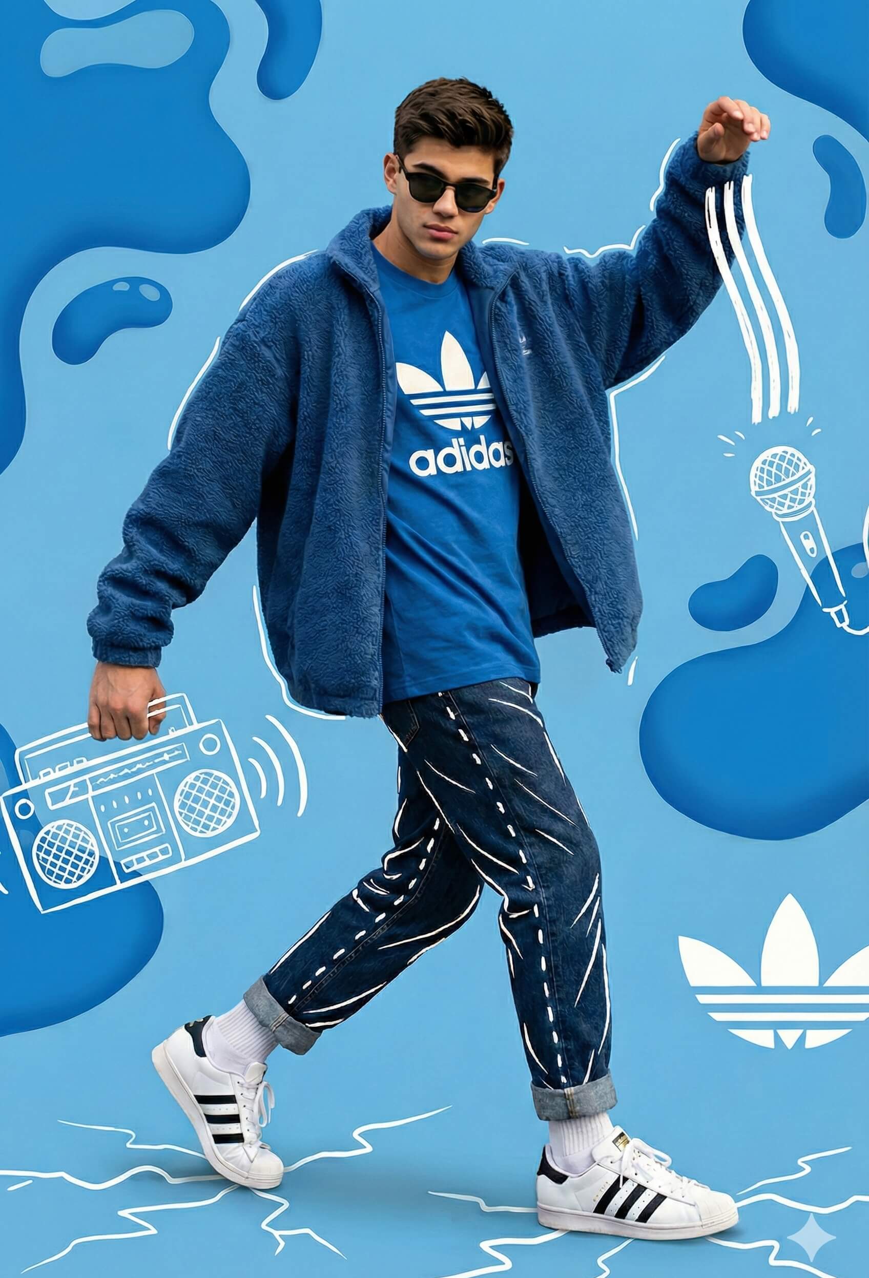 Retro Beat in Adidas Blue Illustration