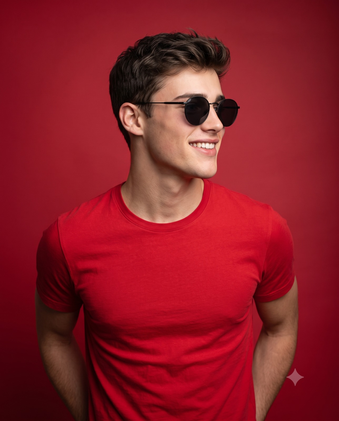 Profile in Red Fashion Portrait