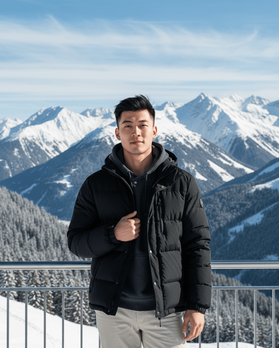 Snow Capped Mountain View Outdoor Portrait