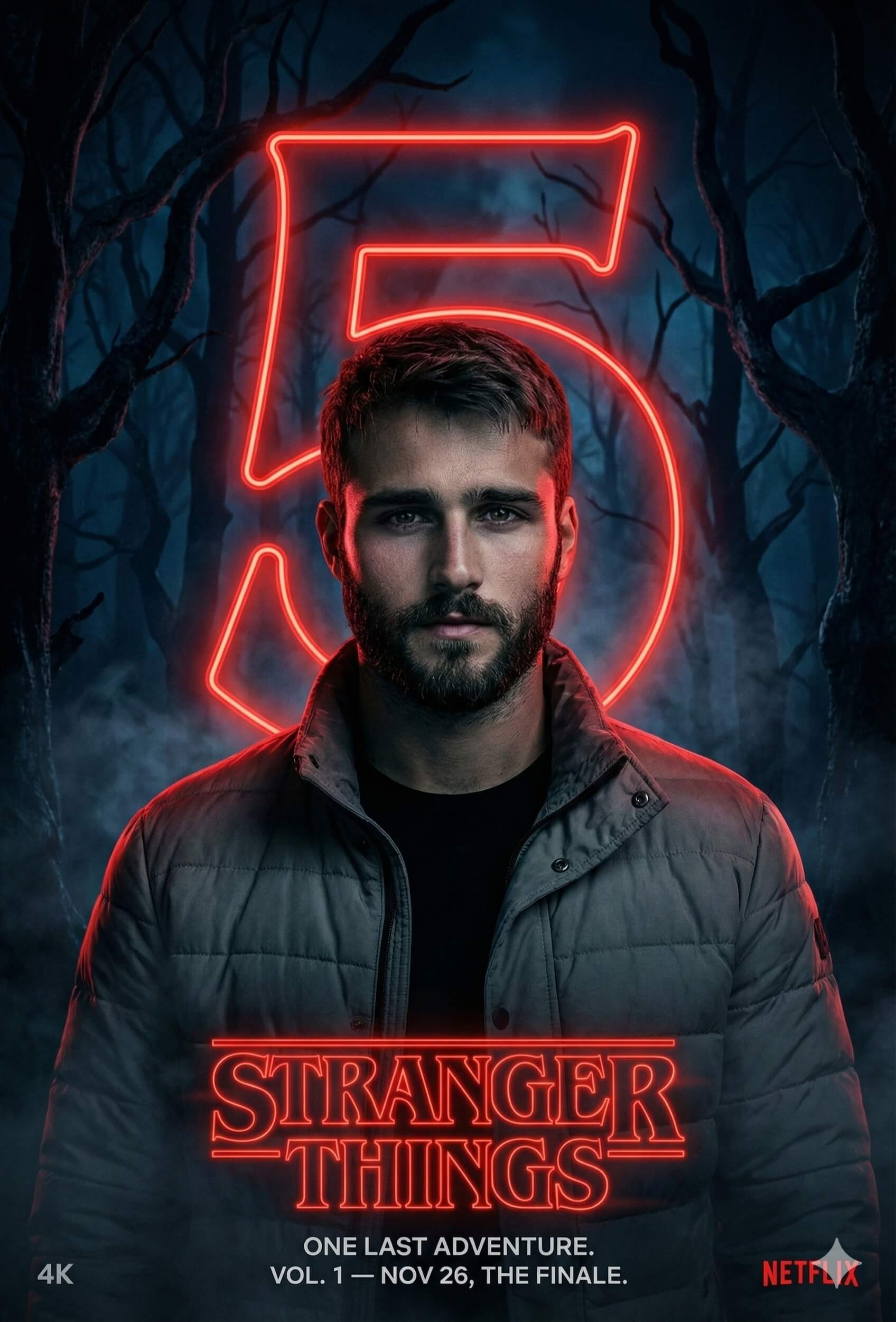 Stranger Things Fan Poster Cinematic Neon Portrait