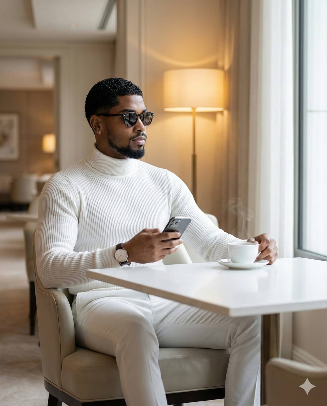 Stylish Man Enjoying Coffee Portrait