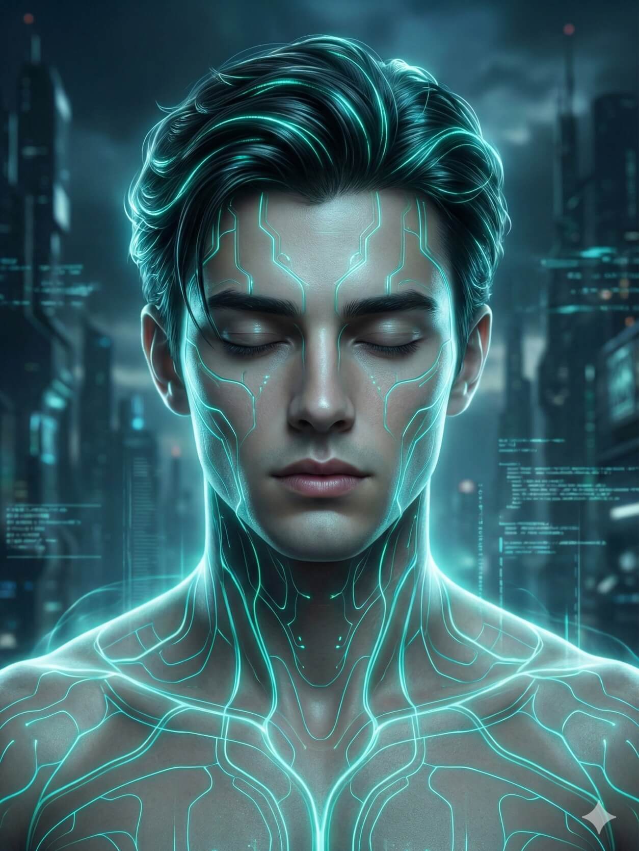 The Cybernetic Oracle Futuristic Portrait