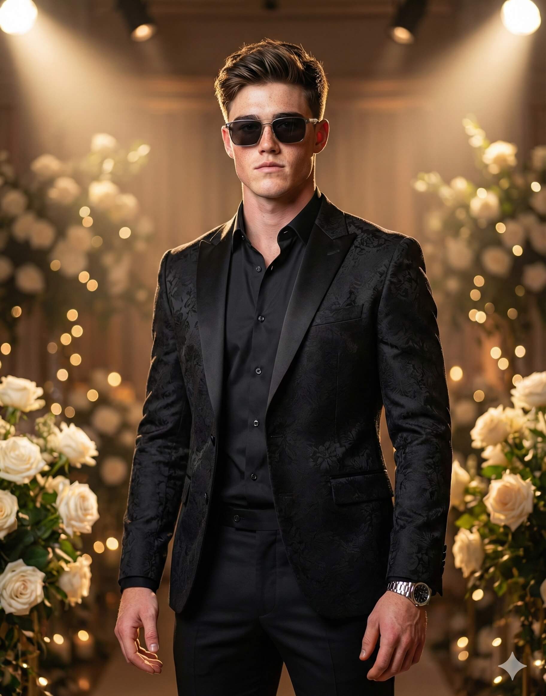 Bold Floral Tuxedo Avant Garde Fashion Portrait