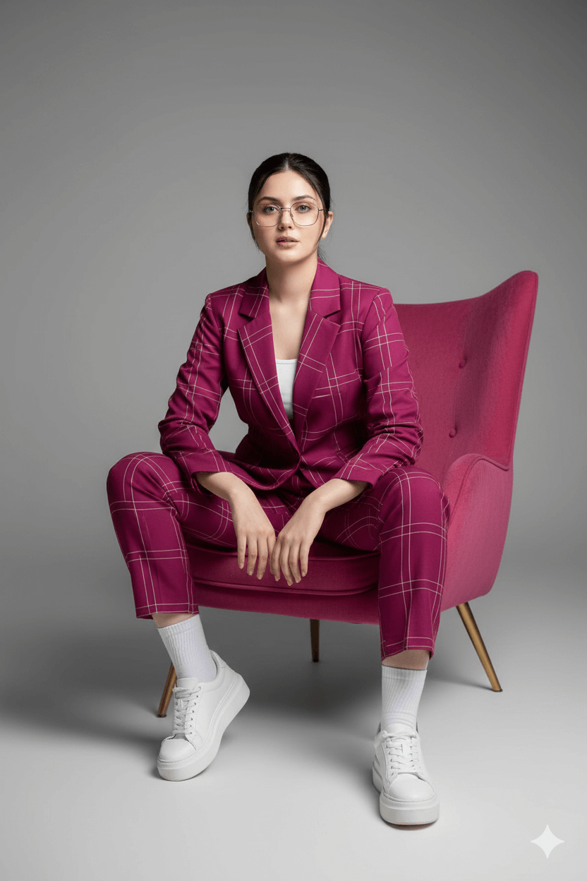 The Pink Plaid Power Suit Portrait