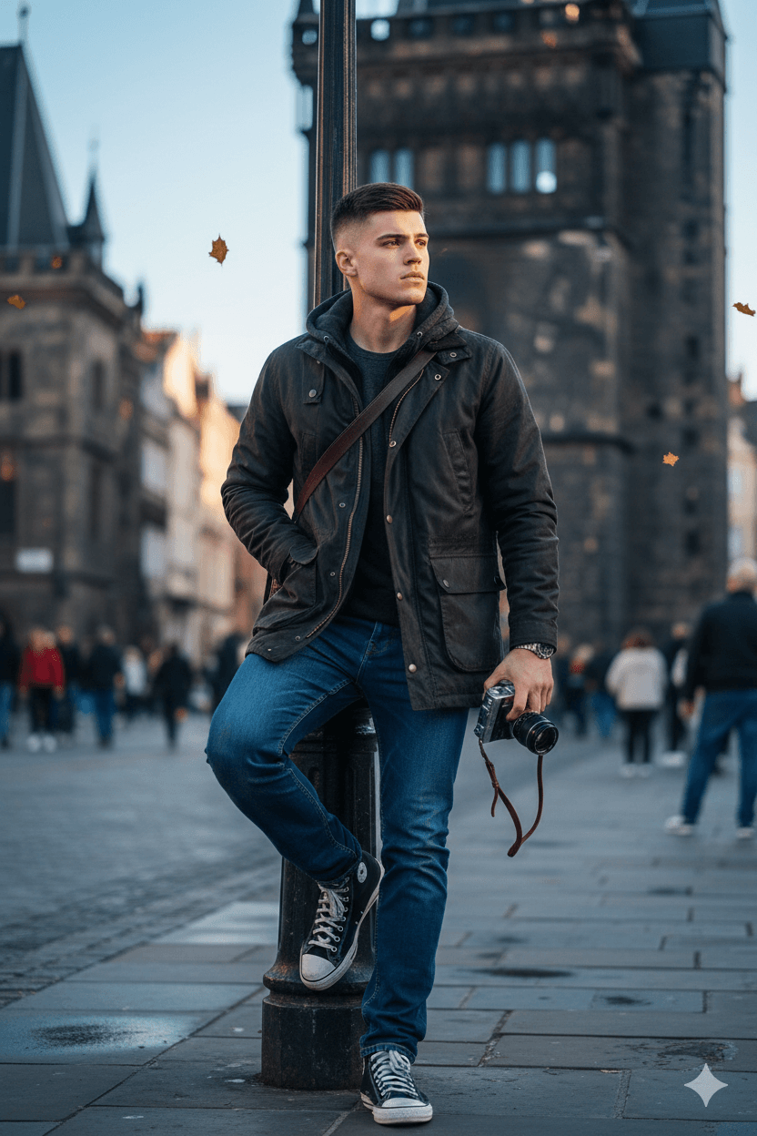 Urban Explorer Golden Hour Rooftop City Portrait