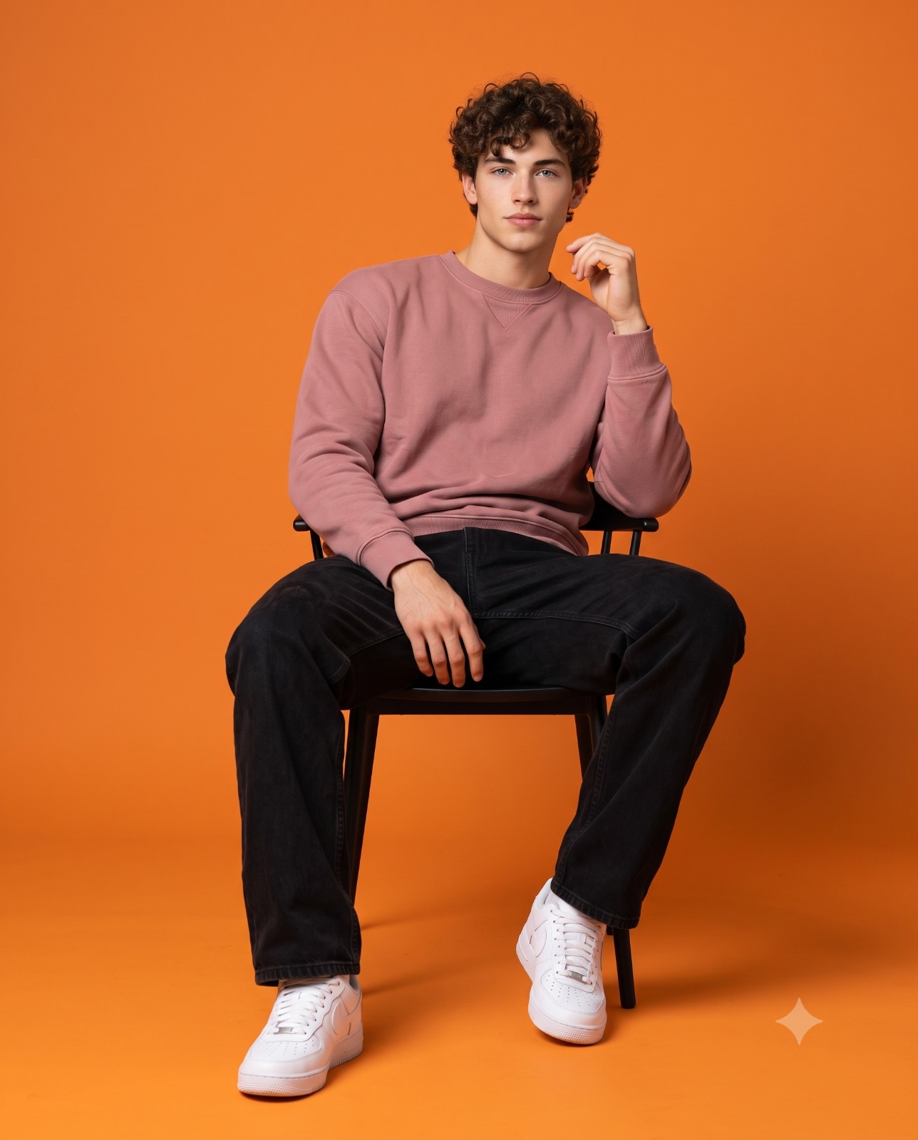 Casual Men's Fashion Portrait in Orange Studio Portrait