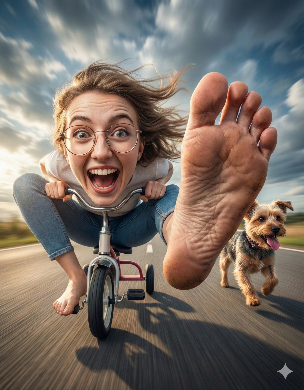 Wacky Tricycle Rides 3d Caricature Portrait