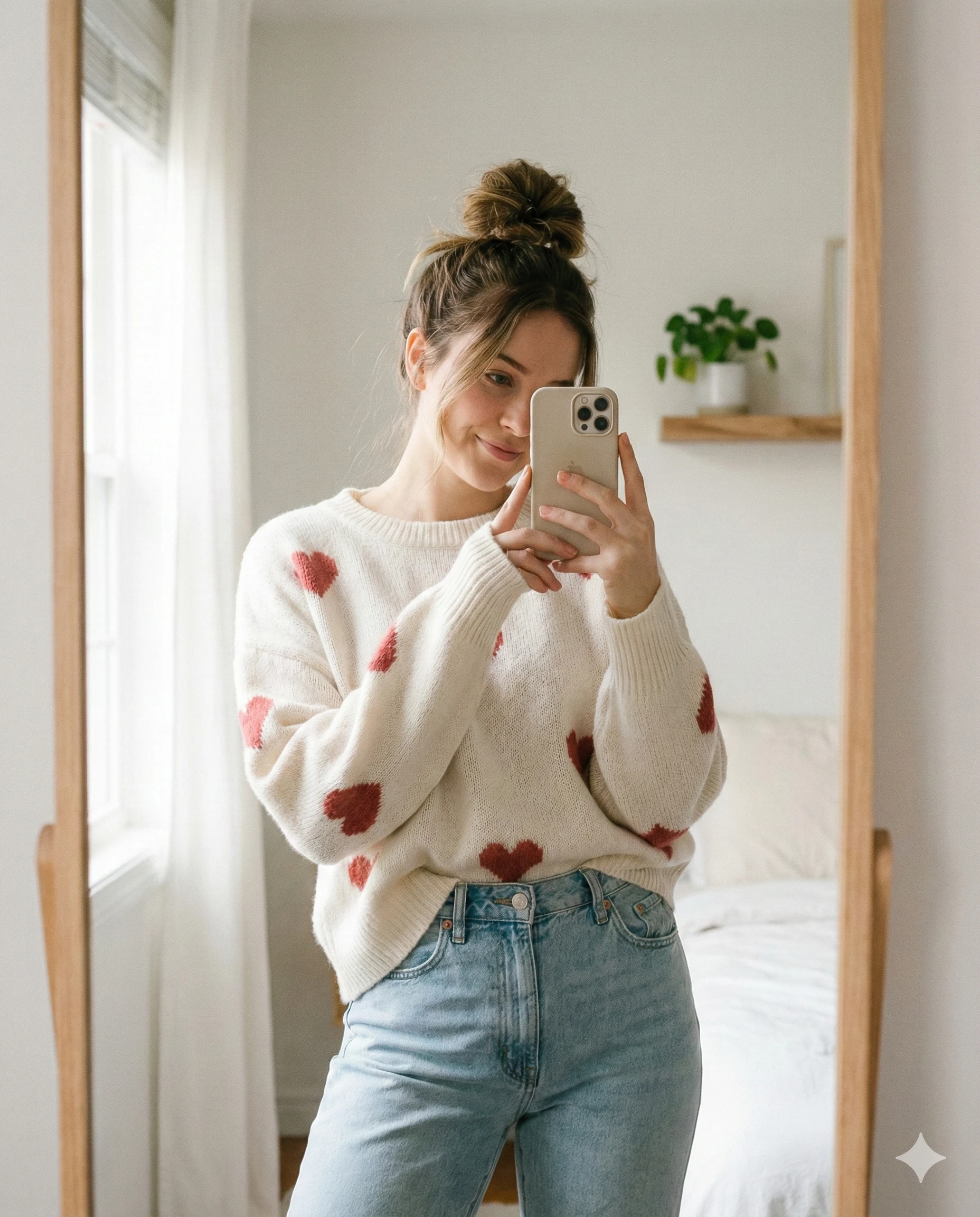 Cozy Morning Mirror Selfie Portrait